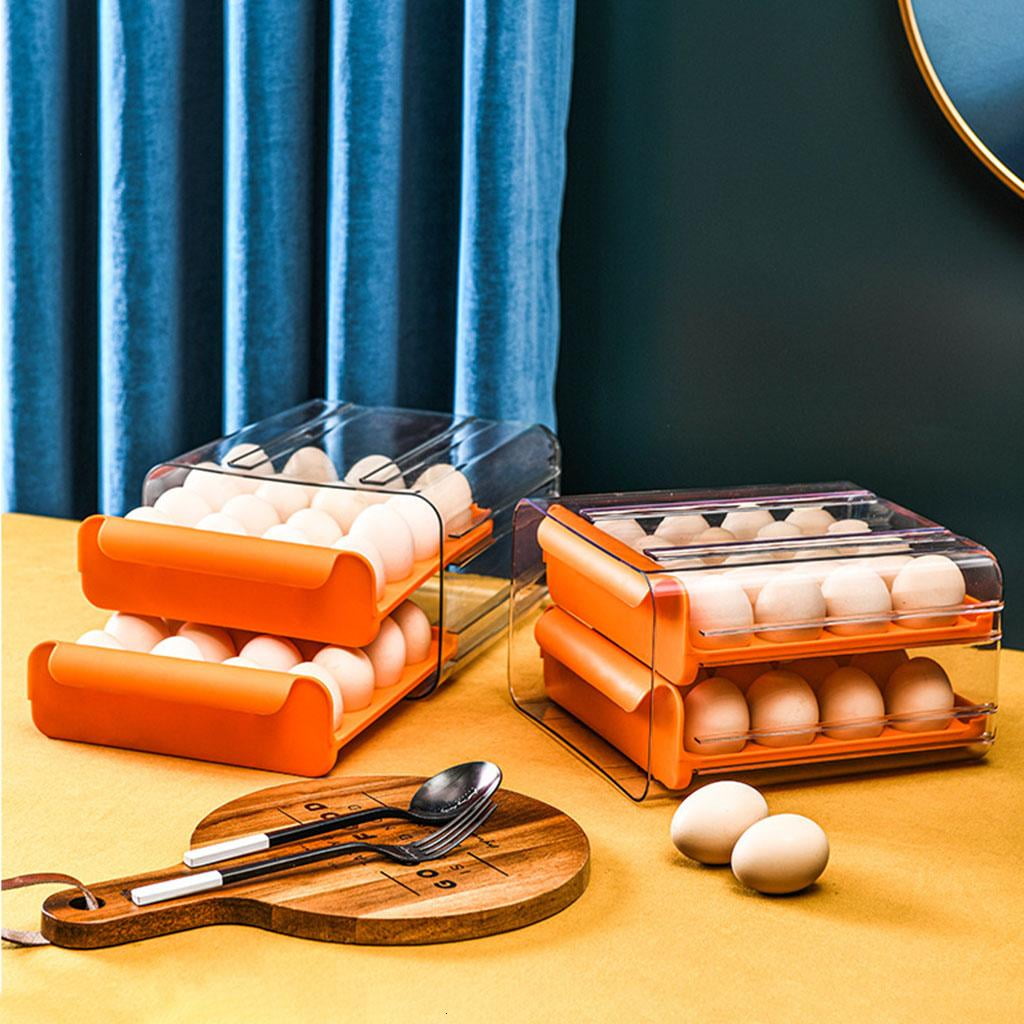 Egg Holders for Refrigerator Drawer Egg Tray Box Dispenser Stackable Egg Cartons
