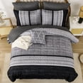 thumbnail image 5 of Black Comforter Set Queen Size 8 Pieces Boho Striped Bed in a Bag Soft Microfiber Bedding Set for All Season, 5 of 8