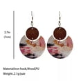 thumbnail image 5 of Colorful Painted Round Wood Statement Earrings Women Engraved Geometric Jewelry, 5 of 7