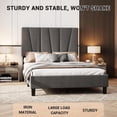 thumbnail image 4 of Full Modern Upholstered Bed Frame, Linen Platform Bedframe with Headboard, Heavy Duty Metal Structure and Stable Wood Slats Support, No Box Spring Needed Easy to Assemble Noise Free, Dark Gray, 4 of 7