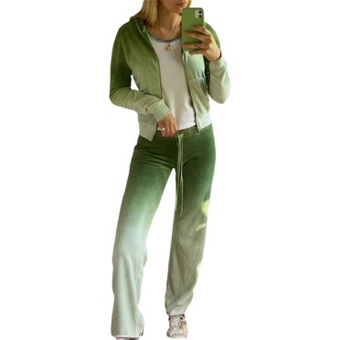 green velvet sweatsuit