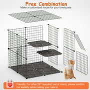 Imountek Cat Cages Indoor, 2 Tier Cat Enclosure with Climbing Ladder for 1-2 Pets Detachable Metal Wire Playpen