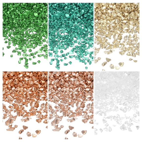 Uxcell 26g Crushed Glass for Crafts 2-4mm Metallic Irregular Glass Chips for Nail Arts Vase Filler DIY Resin Decor Green/Blue/Pink/White/Gold