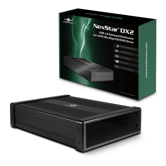 NexStar DX2 USB 3.0 External Enclosure, Design for 5.25" Blu-Ray/CD/DVD SATA Drive, 2nd Gen DX, Aluminum Alloy, fit Any Depth Optical Drive, TAA Compliant, USB Hot swappable (NST-540S