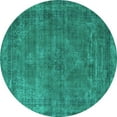 thumbnail image 1 of Ahgly Company Machine Washable Indoor Round Oriental Turquoise Blue Industrial Area Rugs, 7' Round, 1 of 4