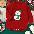 thumbnail image 3 of Fdrone Newborn Girl Boy Christmas Outfit Long Sleeve Knit Oversized Santa Claus/Reindeer Embroidery Sweater Romper Warm Bodysuit Baby Fall Winter Clothes, 3 of 5