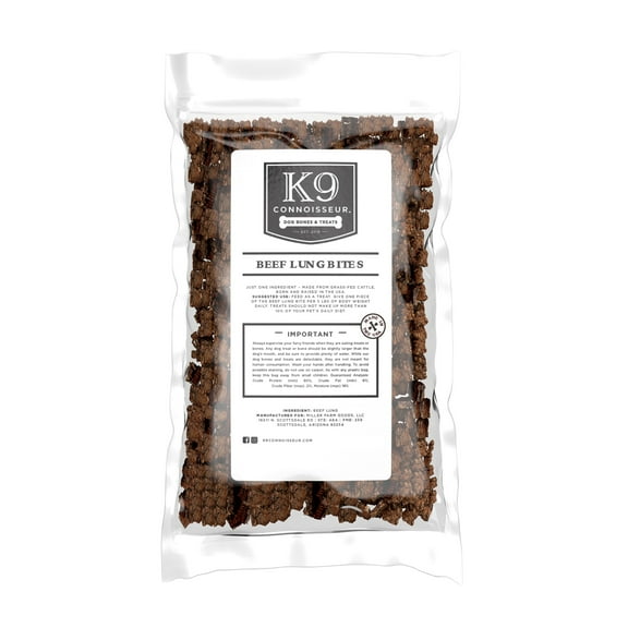 K9 Connoisseur Beef Lung Bites for Dogs Made in USA Grain & Rawhide Free Natural Dog Treats for Large Dogs Aggressive Chewers Also The Best for Medium & Small Breed Dogs