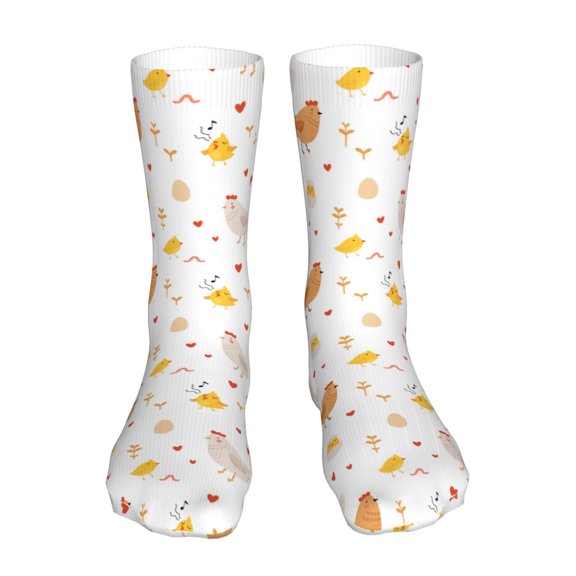 Uemuo Funny Chicken for 16in Socks, Cotton Socks Sports Socks Knee High Socks Comfortable Socks For Men, Women
