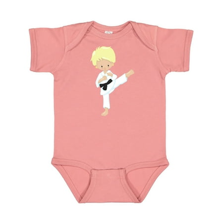 

Inktastic Cute Boy Blond Hair Karate Pose Black Belt Gift Baby Boy Bodysuit