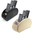 thumbnail image 1 of Organisateur de Télécommande en Cuir avec 5 Compartiments Spacieux (Noir+beige), 1 of 7