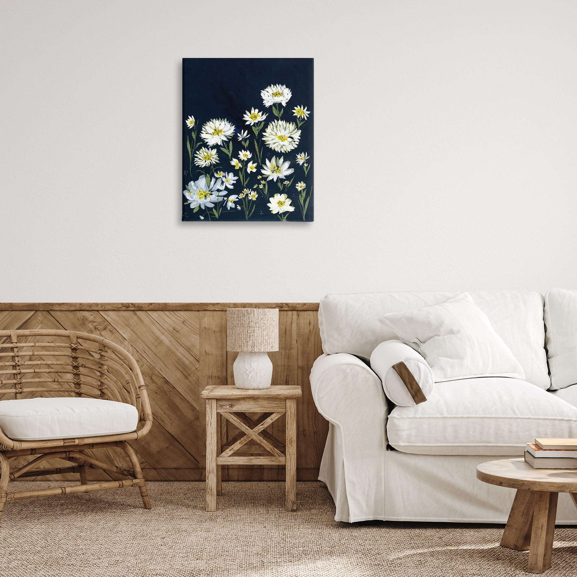 Stupell Industries Deep Meadow on Black Plants & Flowers Painting Wrapped Canvas Art Print Wall Art, 24 x 30