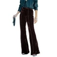 thumbnail image 1 of Pantalones de mujer de cintura alta pantalones de color puro pierna ancha casual cómodo para el hogar al aire libre marrón L, 1 of 6