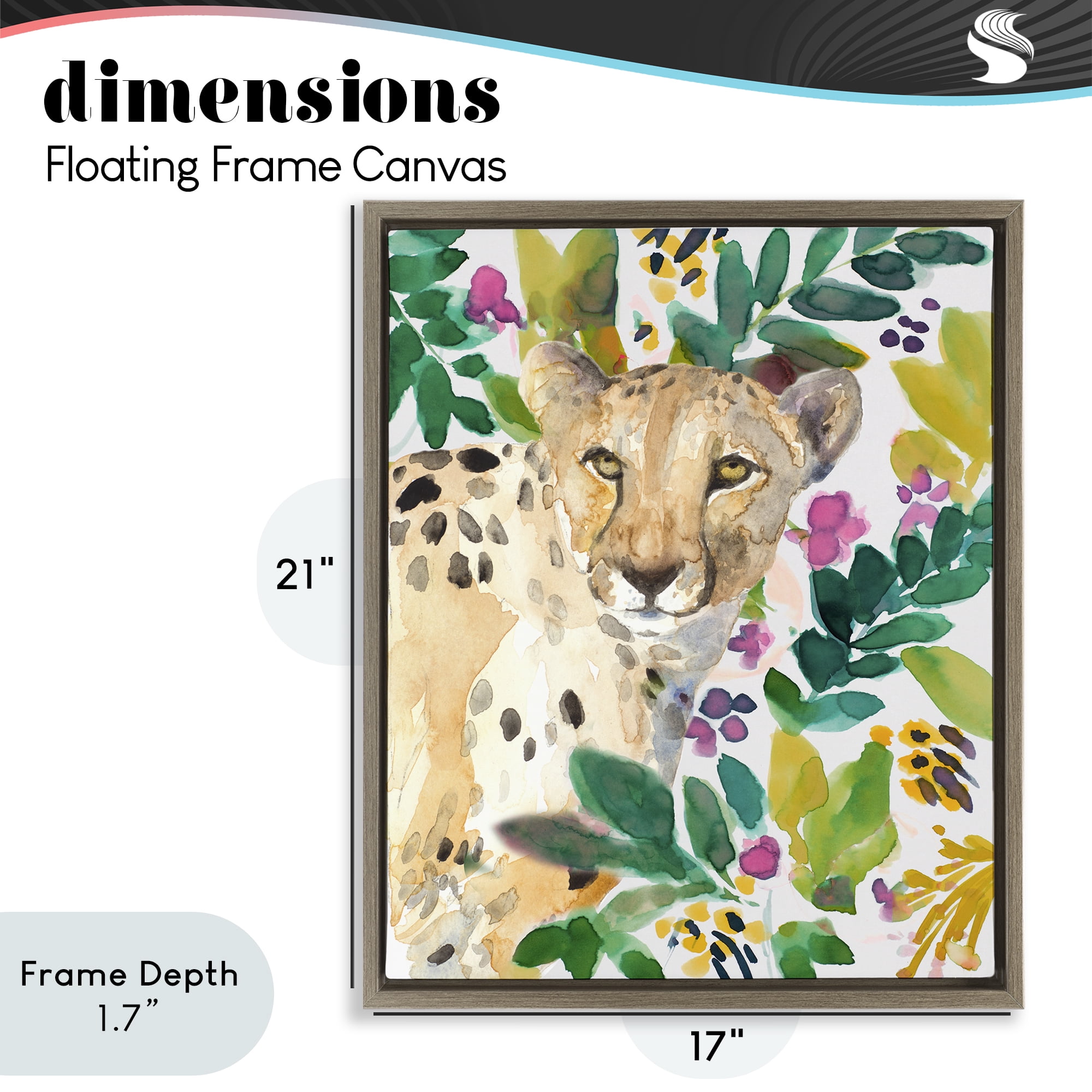Stupell Industries Garden Plants Cheetah Brown Framed Floater Canvas Wall Art, design by Lanie Loreth