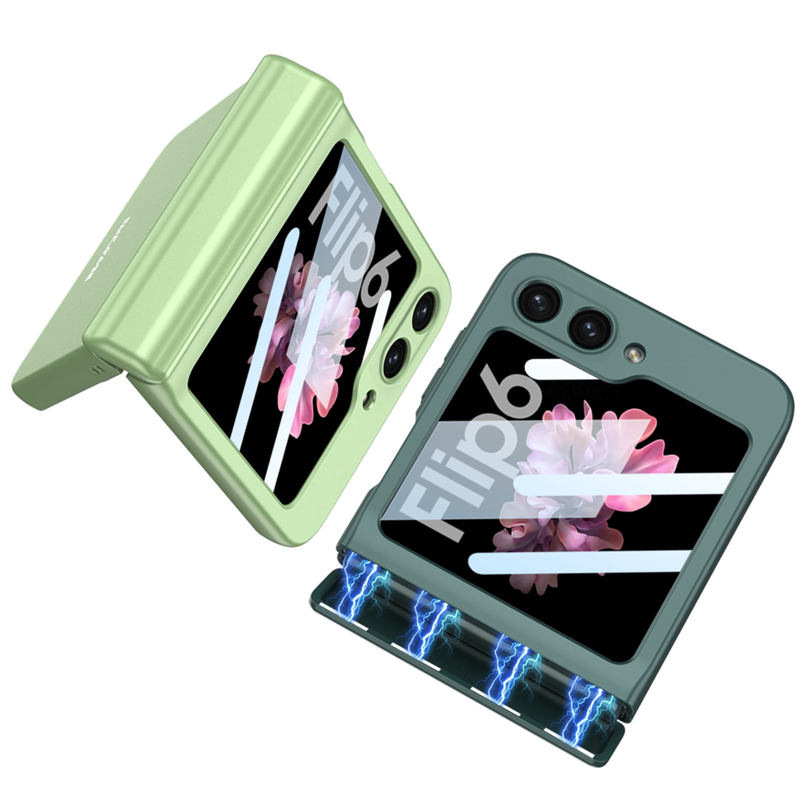 Decase Case for Samsung Galaxy Z Flip 7, Magnetic Hinge Phone Case with Privacy Screen Protector,Darkgreen