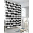 thumbnail image 3 of Boanket Polyester Fabric Boho Black Stripe Shower Curtain, Abstract Geometric White Minimalist Waterproof Bathtub Curtain Bathroom Decor Set with Hooks 72 x 96 Inches,, 3 of 6