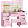 thumbnail image 3 of Ktaxon Large Makeup Vanity, Get Ready with Me GRWM Vanity Table Set W/ Visible Glass Top & Charging Station, Light Pink, 3 of 10