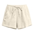 thumbnail image 6 of Cotton Gauze Shorts for Women 2026 Summer Elastic Waist Drawstring Loose Fit Casual Beach Vacation Shorts Beige S, 6 of 6