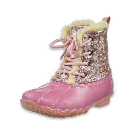 

Adrienne Vittadini Girls Glitter Duck Boots - pink 11 toddler