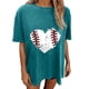 thumbnail image 2 of Tops de manga corta con hombros caídos informales de verano para mujer, camisetas divertidas con cuello redondo y estampado de béisbol OAVQHLG3B Store  lin121212, 2 of 5