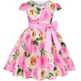thumbnail image 1 of Vestido de verano con estampado de rosas para niñas, vestidos de princesa para bodas, fiestas de cumpleaños, vestidos de satén para niñas, ropa de Navidad, 1 of 5