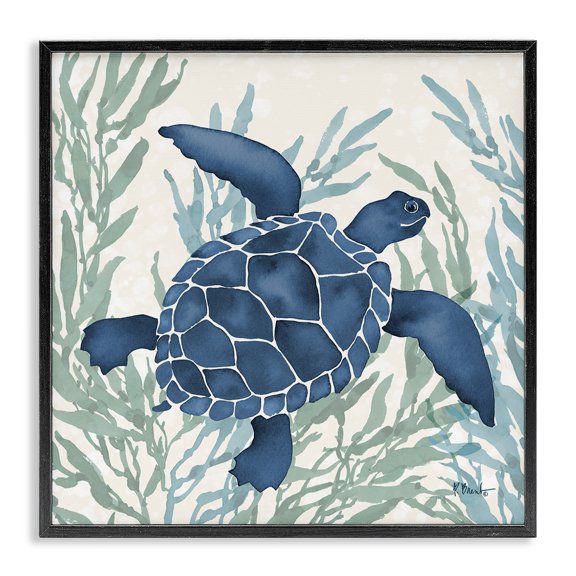 Stupell Industries Radiant Sea Life Tortoise Black Framed Giclee Art design by Paul Brent, 12 x 12