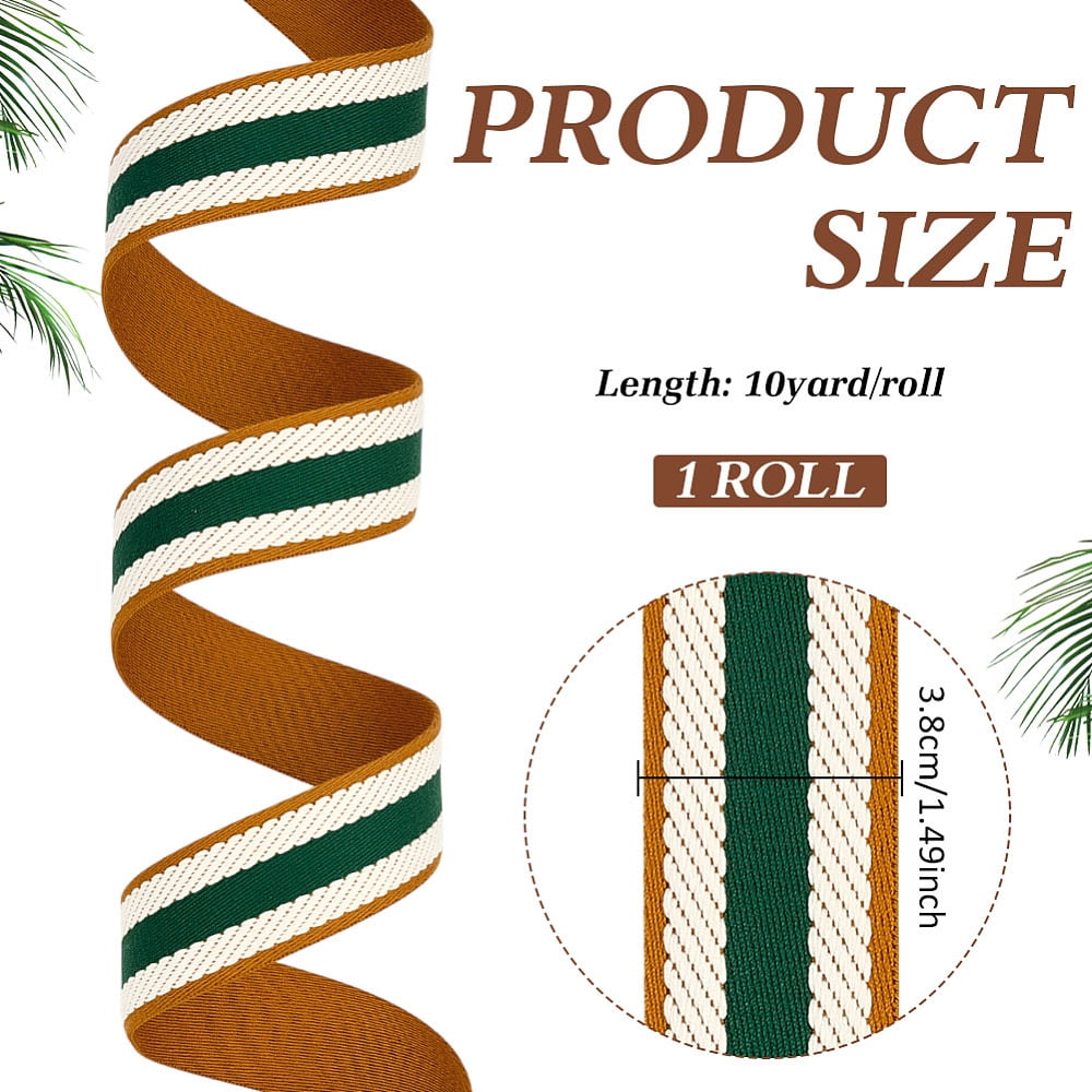 Polyester Grosgrain Ribbon Stripe for Garment Accessories Gift Decoration Dark Green 1-1/2 inch(38mm) about 10.00 Yards(9.14m)/Roll