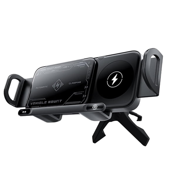 Famous Tech Shop 15W Auto-Rotating Wireless Car Charger Phone Holder with Smart Gravity Clamp, Dash & Vent Mount for iPhone and Smartphones