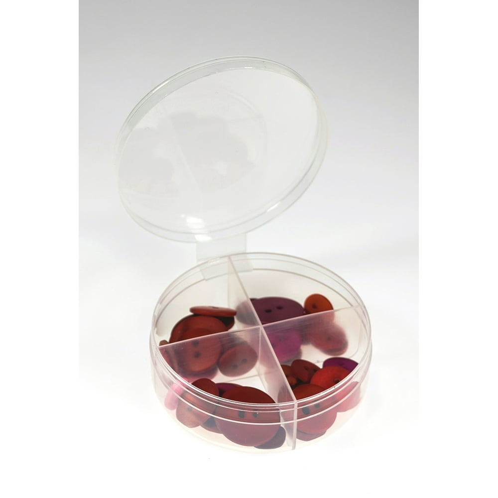 Clear Divided Plastic Round Containers with Attached Lids12 Count Item