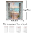 thumbnail image 3 of Boho Beach Coastal Shower Curtain Sst, Teal Ocean Sunrise Seaside Seascape Nautical Beachy Bath Curtain, Rustic Barn Door Seashore Fabric Bathroom Decor with Hooks, 72"×72", 3 of 7