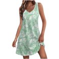 thumbnail image 2 of Nuoqisi Womens Summer Dress Sleeveless Casual Loose Swing Dresses V-Neck Drawstring Waist Mini Dresses with Pockets, 2 of 7