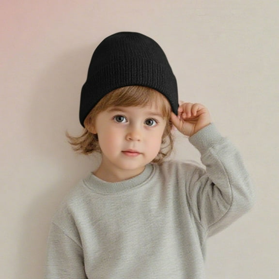 Children's Kids Girls Boys Thermal Lined Plain Hat Stretchy Beanie Hat 1 to 15 Yeas for Winter Autumn