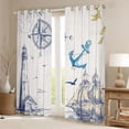 thumbnail image 2 of Feelyou Boys Vintage Sailboat Black Out Curtains, Nautical Lighthouse Curtains Pack of 2 (42x63 Each), Cartoon Anchor Rudder Bedroom Curtains, Window Curtains Home Decor, 2 of 6