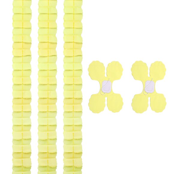 Uxcell 5 Pcs Guirnalda de Flores de Papel de Cuatro Hojas, Serpentinas de Papel Reutilizables para Decoración de Fondo de Fiesta de Cumpleaños de Boda en Casa, Amarillo