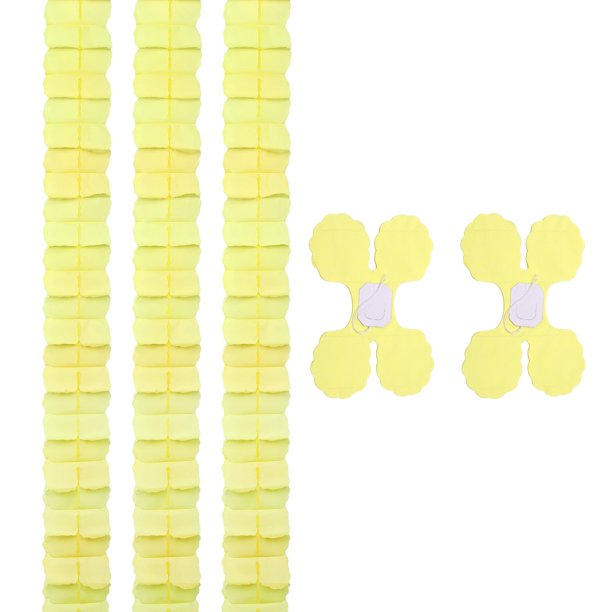 Uxcell 5 Pcs Guirnalda de Flores de Papel de Cuatro Hojas, Serpentinas de Papel Reutilizables para Decoración de Fondo de Fiesta de Cumpleaños de Boda en Casa, Amarillo