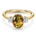 thumbnail image 3 of Gem Stone King 18K Yellow Gold Plated Silver Mango Mystic Topaz and Lab Grown Diamond Engagement Ring for Women | 2.54 Cttw | Oval 9X7MM | Gemstone November Birthstone | Size 9, 3 of 6