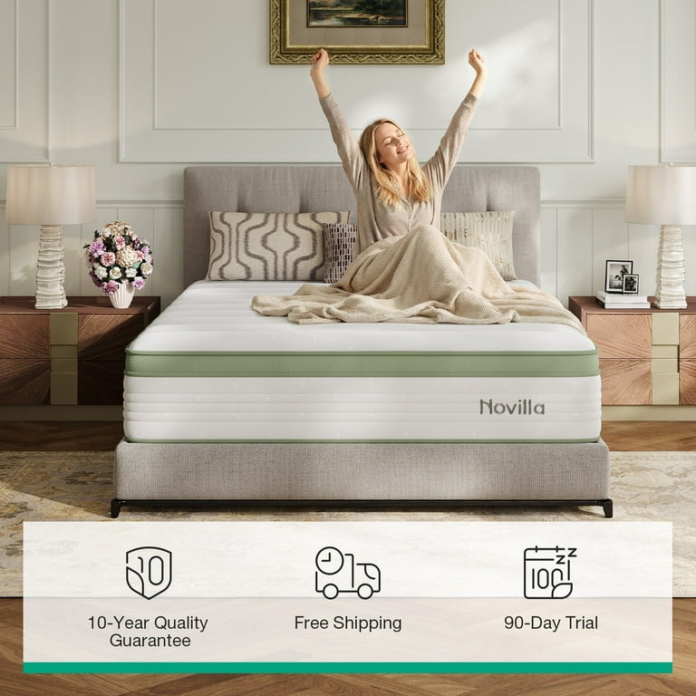 Novilla Snowfall 14 inch Full Size Mattress in a Box, Hybrid