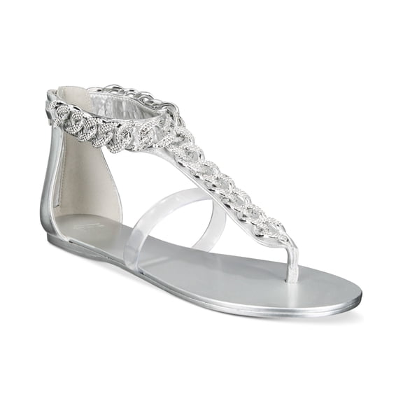 Aaj by Aminah Womens Aurora Flat Sandals - Silver 7.5M