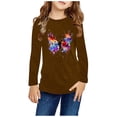 thumbnail image 2 of Odeerbi Kids Girls Fall Winter Basic Layering T-Shirt Cute Print Basic Tees Long Sleeve Shirts Cute Crewneck Tops Dressy Casual Blouses Base Layer Kids Clothes Brown, 2 of 5
