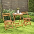 thumbnail image 2 of Gymax 3PCS Folding Bistro Set Solid Acacia Wood Table & Chairs Slatted Tabletop Patio, 2 of 10
