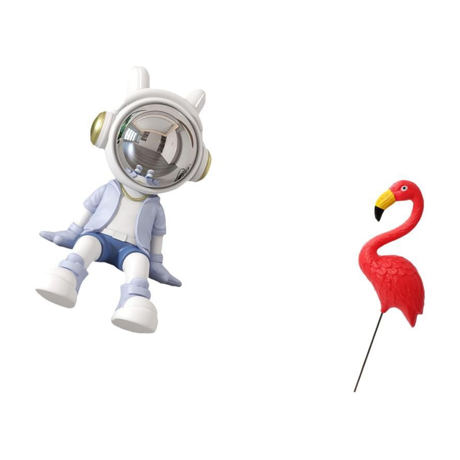 CarpNettore Astronaut Bird Statue Figurine Nordic Sculpture Decorative Ornament for Bookshelf Entrance Living Room Home Decor And Yard Art Flamingo Garden Stake S