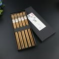 thumbnail image 1 of Fiudx Juego de Palillos Japoneses de Madera, Agarre Antideslizante, Madera Natural, Fáciles de Limpiar, Reutilizables, Ideales para Sushi, Fideos, Bento, Uso Doméstico y En Restaurantes, Juego de 5 P, 1 of 7