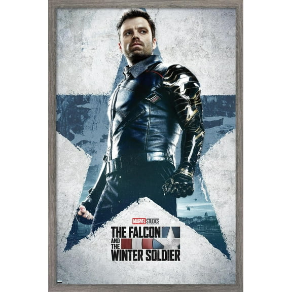 Marvel Falcon and Winter Soldier - Winter Soldier One Sheet Wall Poster, 22.375" x 34", Framed