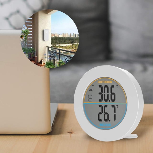 Termómetro para interiores y exteriores, termómetro inalámbrico digital con sensores de sonda, detector de temperatura con pantalla LCD HD, memoria mín./máx., tendencia, °C/°F Adepaton YQ-0075