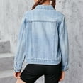 thumbnail image 5 of Mercatoo Girls Ripped Jean Jacket Front Pocket Button Long Sleeve Collared Jean Coat Retro Classic Casual School Clothes, 5 of 6
