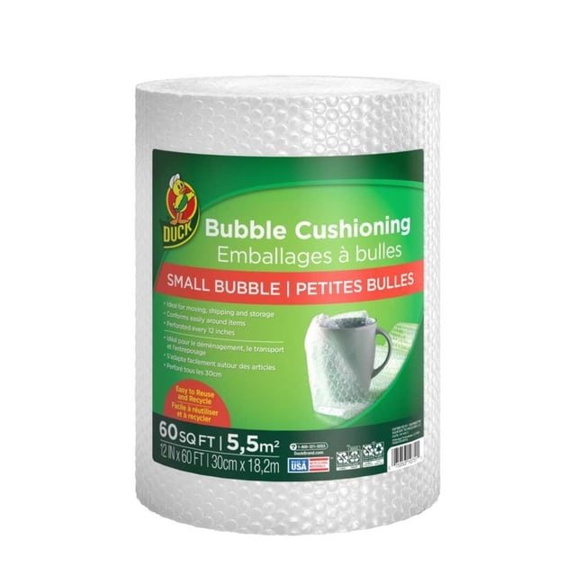 Material de embalaje: rollo de plástico de burbujas con forma de pato, 30 cm x 18,3 m, transparente