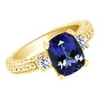 thumbnail image 2 of AFFY (3.29ct) Simulated Blue Tanzanite & White Diamond Three Stone Vintage Style Engagement Ring In 14k Solid Gold With Ring Size 7.5, 2 of 2