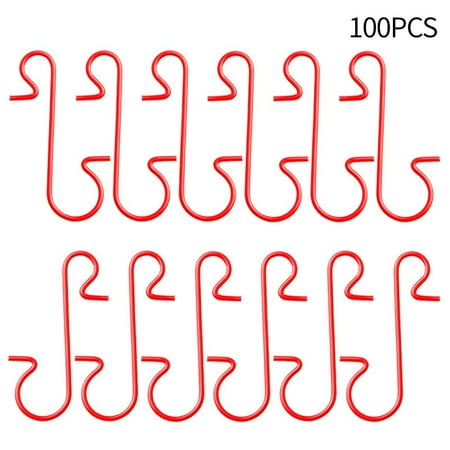 

100PCS Christmas Day Decoration S Hook Christmas Tree Christmas Sock Hook Red