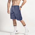thumbnail image 2 of SGMVNU Men's Beach Board Shorts Cargo Shorts Soft Swim Trunks Elastic Waist Bathing Suit with Pockets, Navy, Size 2XL, 2 of 4