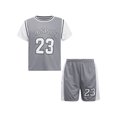 thumbnail image 3 of YUUMIN 2 Piece Tracksuit for Boys Girls Short Athletic T-shirts with Shorts Football Basketball Team Gray 160, 3 of 7