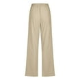 thumbnail image 4 of TAIAOJING Women Cotton Line Striaght Pants High Waisted Wide Leg Pants Casual Drawstring Elastic Trousers Comfy Straight Leg Long Pants With Pockets, 4 of 5
